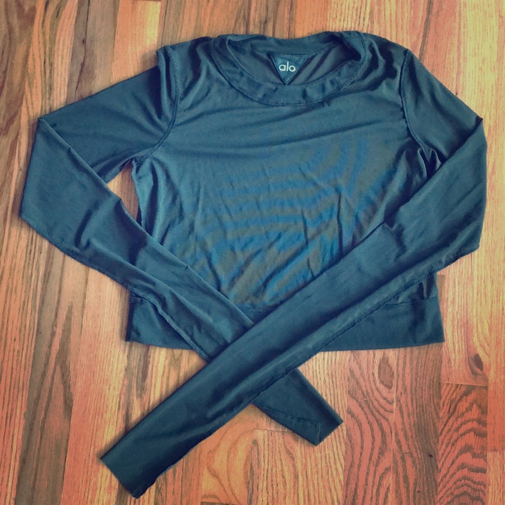 ALO YOGA mesh top hunter green